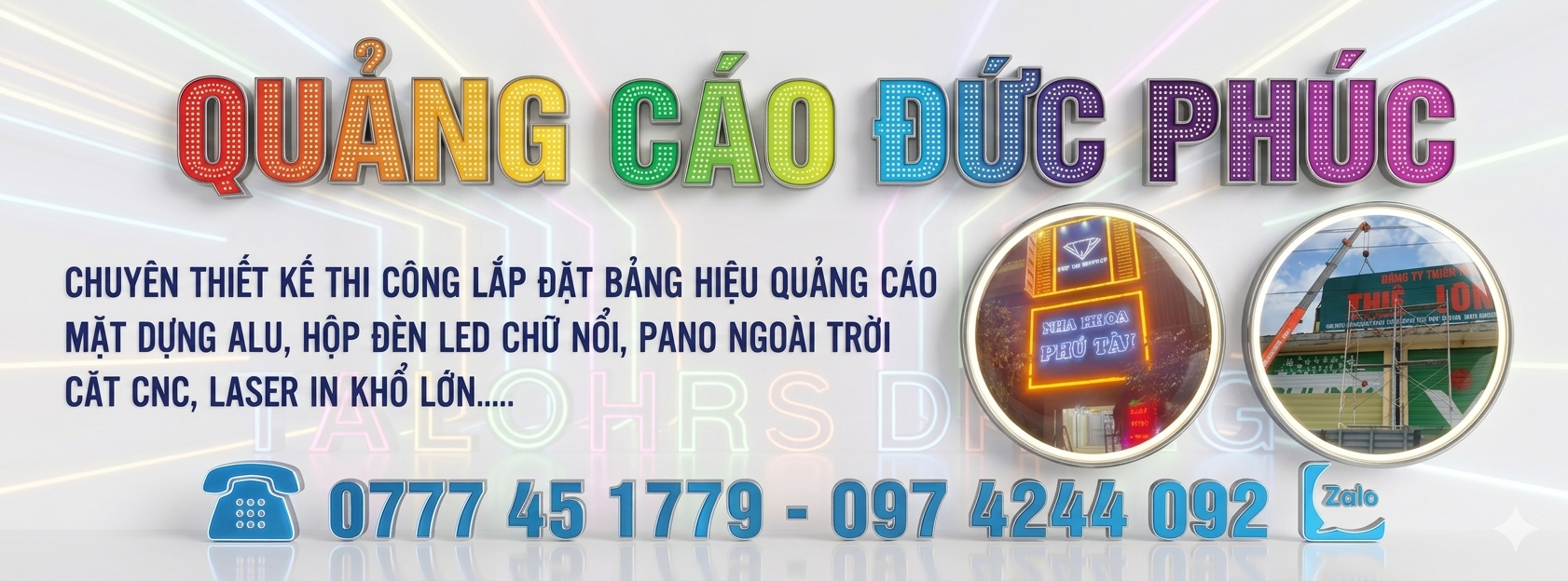 Quảng Cáo Đức Phúc Bảng Hiệu Quy Nhơn chuyên thiết kế thi công lắp đặt bảng hiệu quảng cáo, mặt dựng Alu. hộp đèn led ....